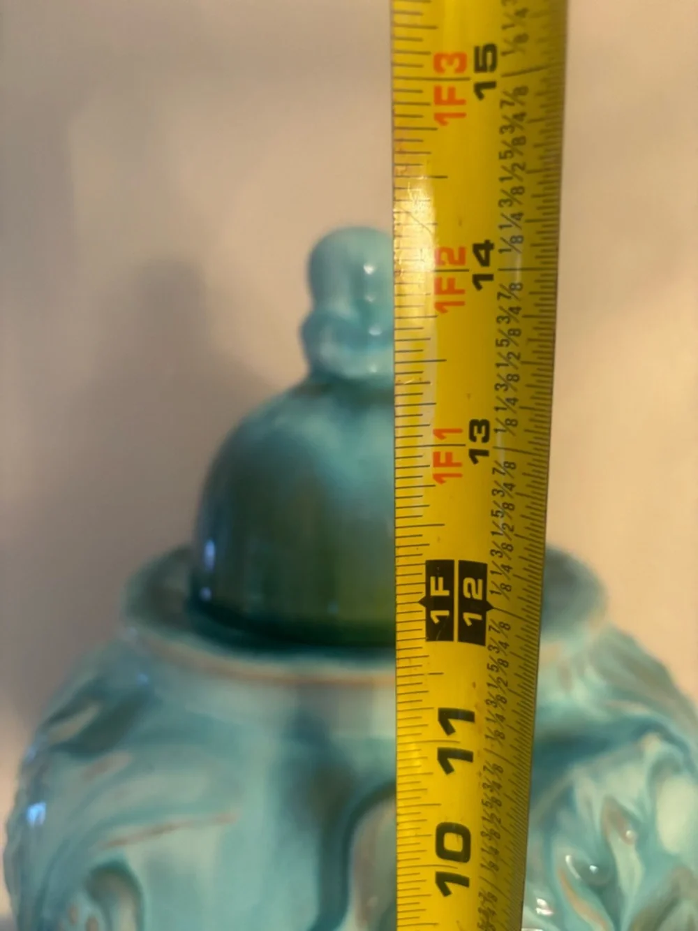 Turquoise Ceramic Decorative Covered Jar - Home Accents